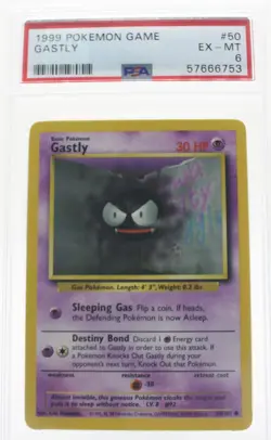 PSA 6 EXCELLENT-MINT 1999 Pokemon Game Base #50 Gastly !!! - Image 1