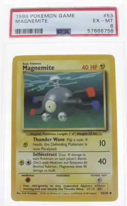 PSA 6 EXCELLENT-MINT 1999 Pokemon Game Base #53 Magnemite !!! - Image 1
