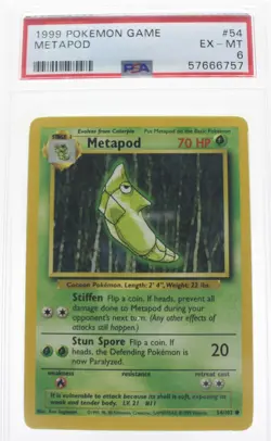 PSA 6 EXCELLENT-MINT 1999 Pokemon Game Base #54 Metapod !!! - Image 1
