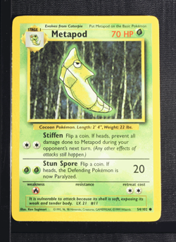 PSA 6 EXCELLENT-MINT 1999 Pokemon Game Base #54 Metapod !!! - Image 3
