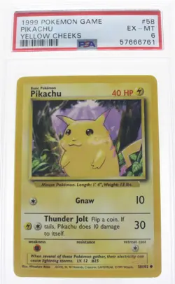 PSA 6 EXCELLENT-MINT 1999 Pokemon Game Base #58 Pikachu Yellow Cheeks !!! - Image 1