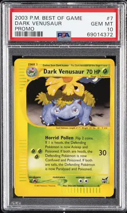 2003 POKEMON BEST OF GAME PROMO #7 DARK VENUSAUR PSA 10 - Image 1