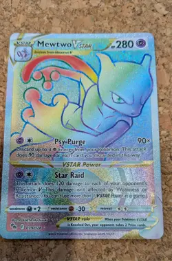 Pokemon GO TCG Mewtwo VSTAR 079/078 Rainbow Secret Rare Holo Foil Card NM 2022 - Image 1
