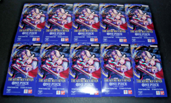 10 x One Piece OP14 - THE AZURE SEA’S SEVEN - Sleeved Blister Booster Packs Lot - Image 1