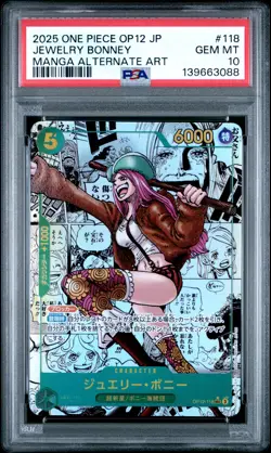 2025 ONE PIECE JPN OP12-LEGACY OF THE MASTER #118 JEWELRY BONNEY PSA 10 - Image 1
