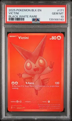 2025 POKEMON BLK EN-BLACK BOLT BLACK WHITE RARE #171 VICTINI PSA 10 - Image 1