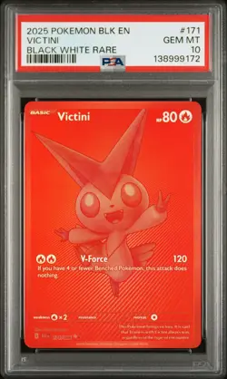2025 POKEMON BLK EN-BLACK BOLT BLACK WHITE RARE #171 VICTINI PSA 10 - Image 1
