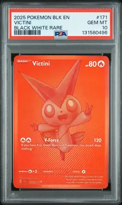 2025 POKEMON BLK EN-BLACK BOLT BLACK WHITE RARE #171 VICTINI PSA 10 - Image 1