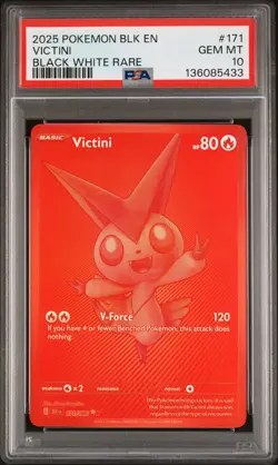 2025 POKEMON BLK EN-BLACK BOLT BLACK WHITE RARE #171 VICTINI PSA 10 - Image 1