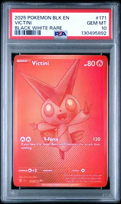 2025 POKEMON BLK EN-BLACK BOLT BLACK WHITE RARE #171 VICTINI PSA 10 - Image 1