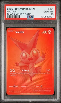 2025 POKEMON BLK EN-BLACK BOLT BLACK WHITE RARE #171 VICTINI PSA 10 - Image 1