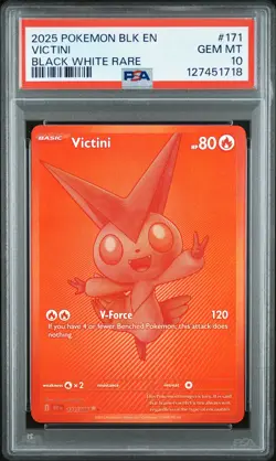 2025 POKEMON BLK EN-BLACK BOLT BLACK WHITE RARE #171 VICTINI PSA 10 - Image 1