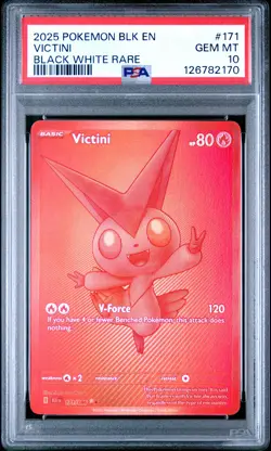 2025 POKEMON BLK EN-BLACK BOLT BLACK WHITE RARE #171 VICTINI PSA 10 - Image 1