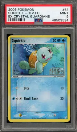 Pokemon Squirtle Ex Crystal Guardians Reverse Holo #63 PSA 9 Mint - Image 1
