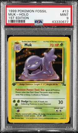 1999 POKEMON FOSSIL 1ST ED #13 MUK-HOLO PSA 9 - Image 1