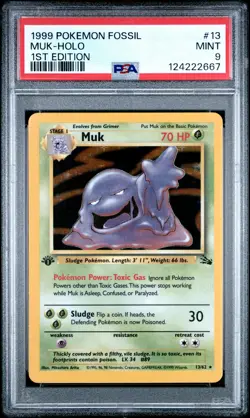 1999 POKEMON FOSSIL 1ST ED #13 MUK-HOLO PSA 9 - Image 1