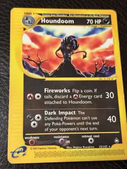 Houndoom 15/147 – Aquapolis (2002) – Rare Vintage Pokemon Card – MP - Image 2