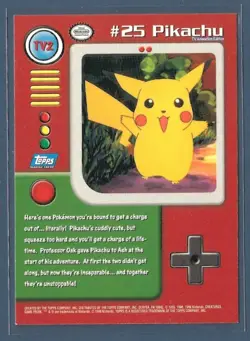 Pikachu #25 1999 Topps TV2 Blue Logo Pokemon Card Vintage - NM/MT - Image 2