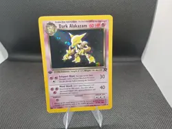 Pokemon TCG WOTC Team Rocket 1st Edition Holo Dark Alakazam 1/82 LP - Image 1