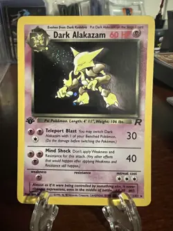 Pokemon TCG WOTC Team Rocket 1st Edition Holo Dark Alakazam 1/82 LP - Image 1