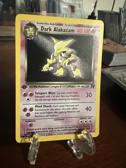 Pokemon TCG WOTC Team Rocket 1st Edition Holo Dark Alakazam 1/82 LP - Image 2