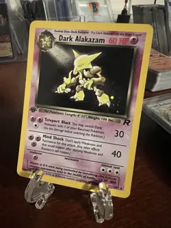 Pokemon TCG WOTC Team Rocket 1st Edition Holo Dark Alakazam 1/82 LP - Image 3
