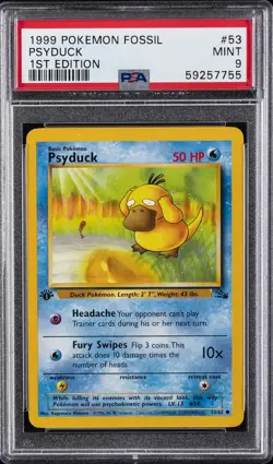 1999 POKEMON FOSSIL 1ST ED #53 PSYDUCK PSA 9 - Image 1