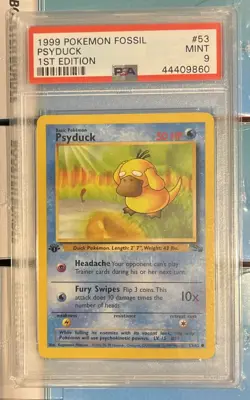 1999 POKEMON FOSSIL 1ST ED #53 PSYDUCK PSA 9 - Image 1