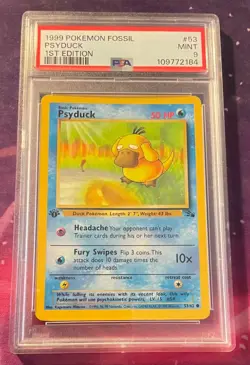 1999 POKEMON FOSSIL 1ST ED #53 PSYDUCK PSA 9 - Image 1