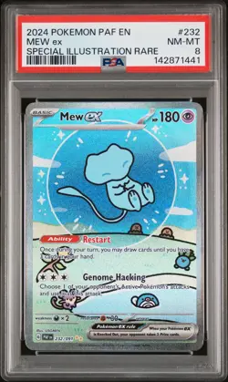 2024 POKEMON PAF EN-PALDEAN FATES SPECIAL ILLUSTRATION RARE #232 MEW EX PSA 8 - Image 1