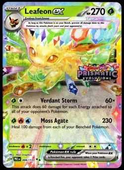 Pokemon Leafeon ex 006/131 Prismatic Evolutions Surprise Box Stamped Promo - NM - Image 1