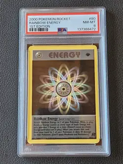 Pokemon 2000 Rocket Trainer RAINBOW ENERGY 1ST Edition #80 PSA 8 RARE - Image 1