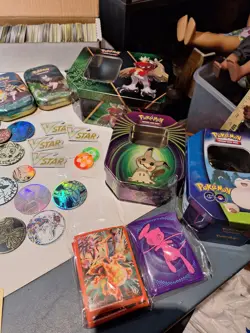 HUGE Pokemon Card Lot, Over 3k Cards, V Max, Holos, Tins, Stickers, Coins - Image 5