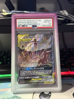 Pokemon TCG Espeon & Deoxys GX SM240 Black Star Promo Holo PSA 8.5 NM-MT - Image 1