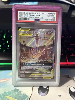 Pokemon TCG Espeon & Deoxys GX SM240 Black Star Promo Holo PSA 8.5 NM-MT - Image 3