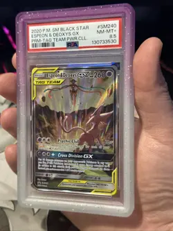 Pokemon TCG Espeon & Deoxys GX SM240 Black Star Promo Holo PSA 8.5 NM-MT - Image 4
