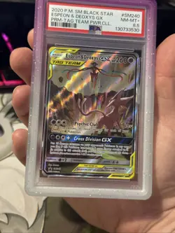 Pokemon TCG Espeon & Deoxys GX SM240 Black Star Promo Holo PSA 8.5 NM-MT - Image 5