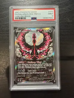 Pokemon 2021 SWSH06: Chilling Reign Galarian Moltres v Full Art #177/198 PSA 9 - Image 2