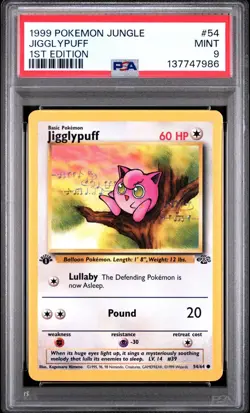 1999 Pokemon Jungle 1st Edition Jigglypuff 54 PSA 9 MINT - Image 1