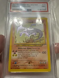 2002 Pokemon Neo Destiny Unlimited #107 Shining Charizard Holo PSA 9 MINT - Image 1