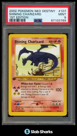 2002 POKEMON NEO DESTINY 1ST EDITION #107/105 SHINING CHARIZARD HOLO PSA 9 - Image 1