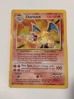 Pokemon Charizard 4/102 Base Set Holo Rare 1999 HP DMG Vintage Card - Image 1