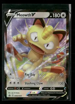 Meowth V SWSH: Sword & Shield Promo Cards #SWSH004 Pokemon Holo - Image 1