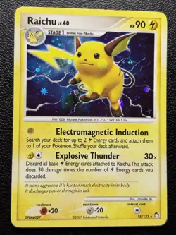 Pokemon RAICHU Card 15/123 HOLO Rare Mysterious Treasures MP Moderate Play TCG - Image 1