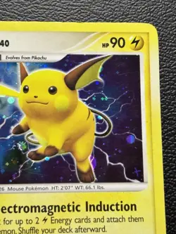 Pokemon RAICHU Card 15/123 HOLO Rare Mysterious Treasures MP Moderate Play TCG - Image 2