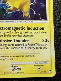 Pokemon RAICHU Card 15/123 HOLO Rare Mysterious Treasures MP Moderate Play TCG - Image 5