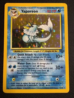 Pokemon TCG Vaporeon Holo Rare Card 12/64 Jungle Vintage 1999 LP - Image 1
