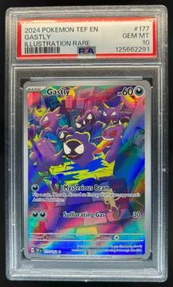 2024 Pokemon Temporal Forces Gastly #177/162 Illustration Rare PSA 10 - Image 1