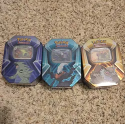 Pokemon TCG Triple Whammy Back Issue Collector Tin (Set of 3) Factory Sealed. - Image 1