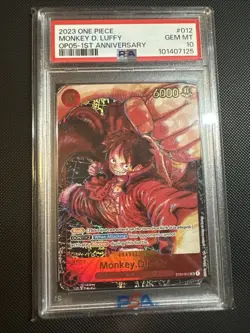 One Piece OP05 Monkey D. Luffy 1st Anniversary ST01-012 PSA 10 Gem Mint English - Image 1